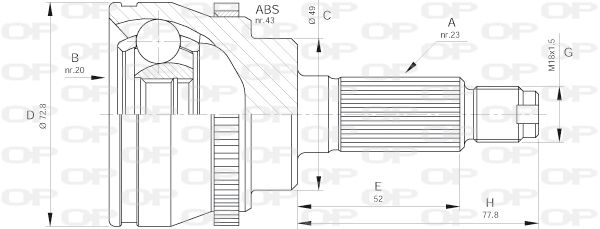 OPEN PARTS Šarnīru komplekts, Piedziņas vārpsta CVJ5381.10